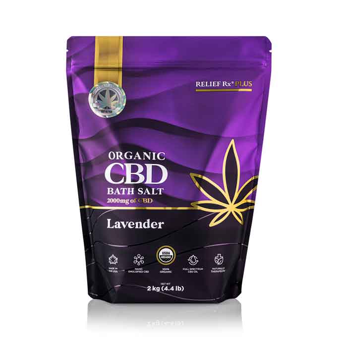 Organic CBD bath salt lavender scent in a 2kg bag