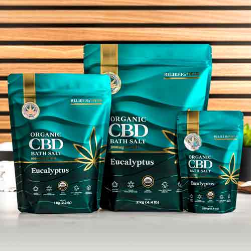 Organic Eucalyptus CBD Bath Salt in assorted sizes