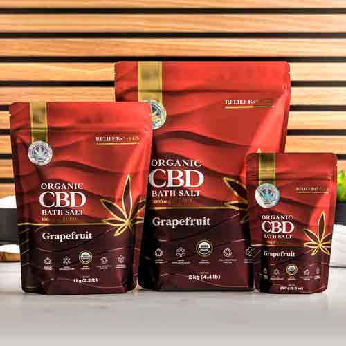 Organic Grapefruit CBD Bath Salt in assorted sizes