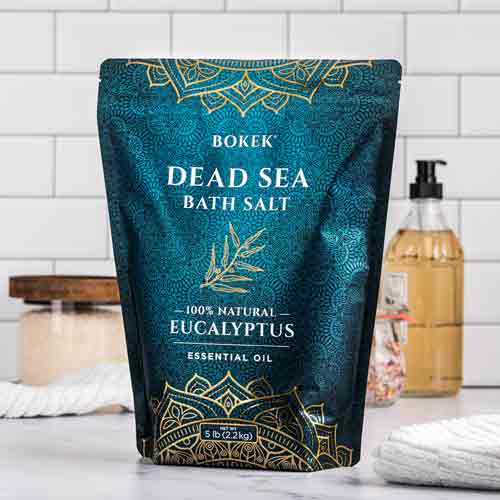 Organic Eucalyptus scented bath salt in a 5 lb bag