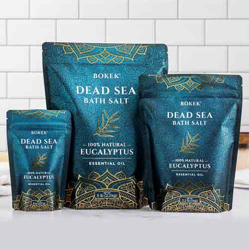 Organic Eucalyptus scented bath salt in assorted sizes
