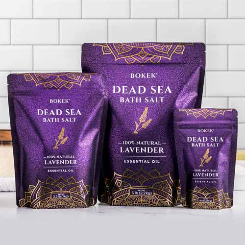 Organic Lavender scented bath salt in assorted sizes